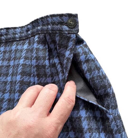 Pendleton Vintage 100% Wool Skirt Women Sz 12 Blue Gray Midi Houndstooth preppy - Picture 5 of 10
